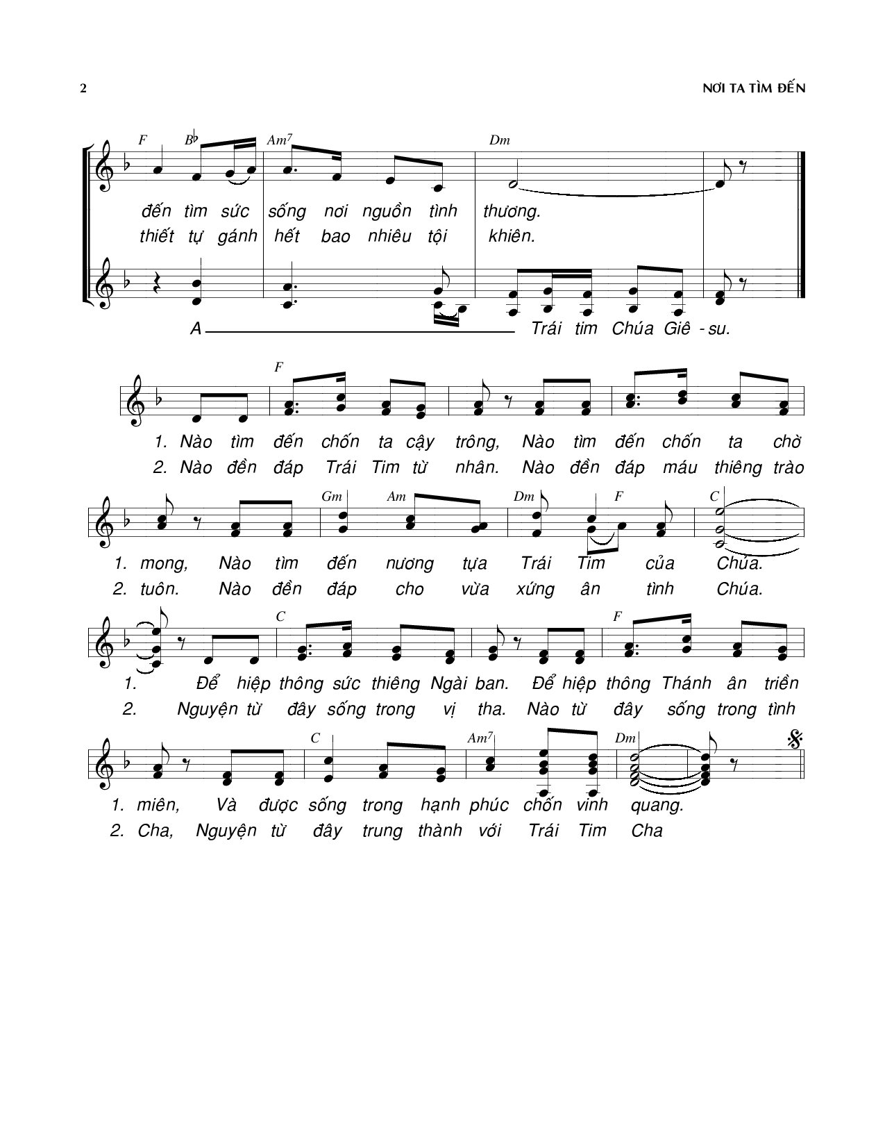 Page 2 of Sheet music PDF Nơi ta tìm đến - Viết Chung