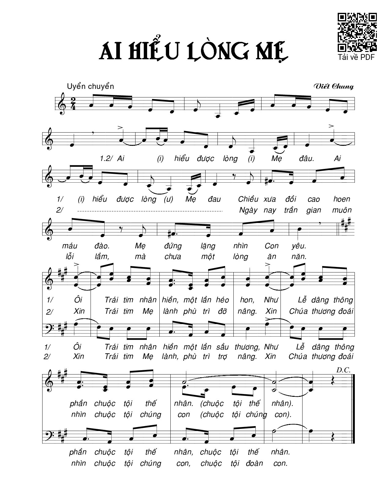 Sheet PDF of Ai hiểu lòng Mẹ