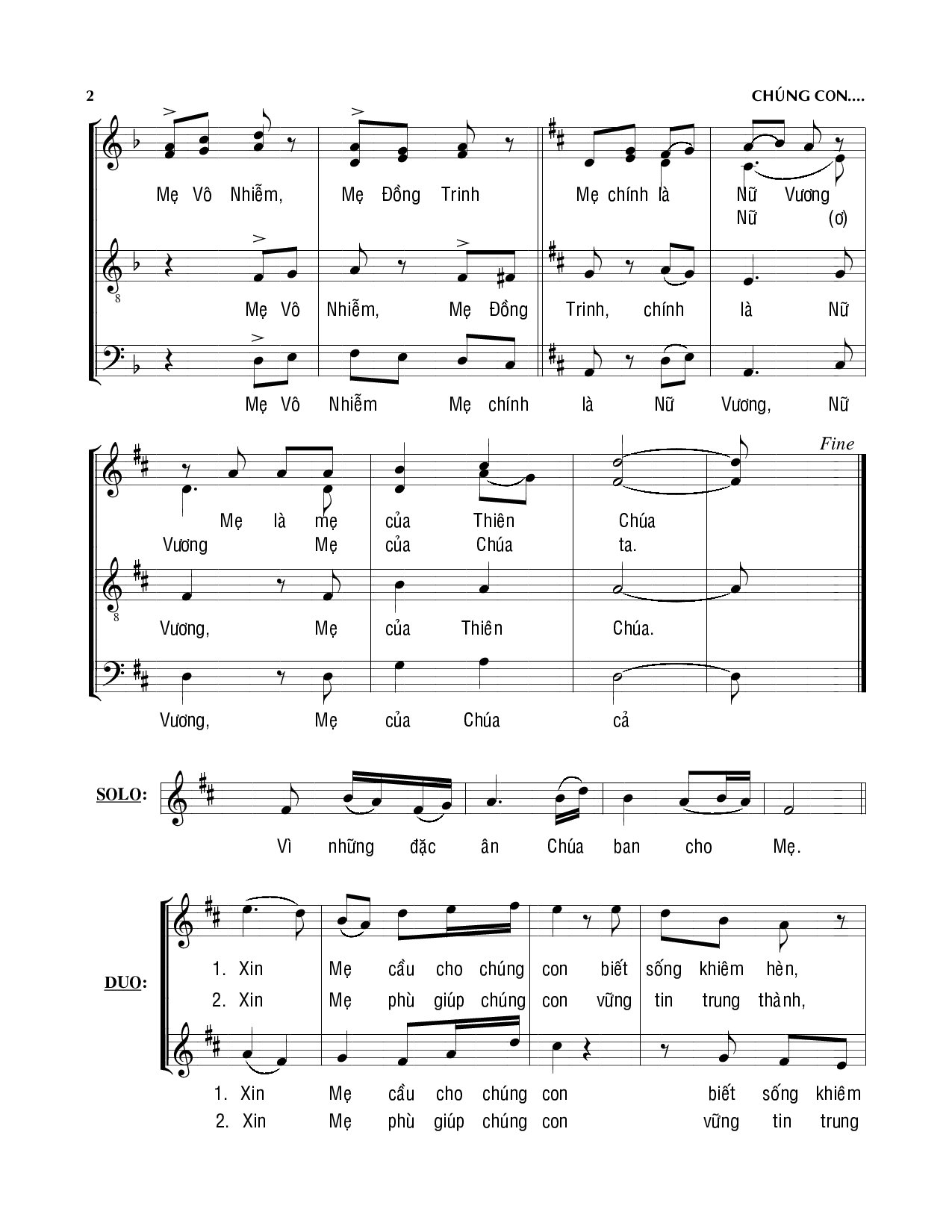Page 2 of Sheet music PDF Chúng con chạy đến - Viết Chung