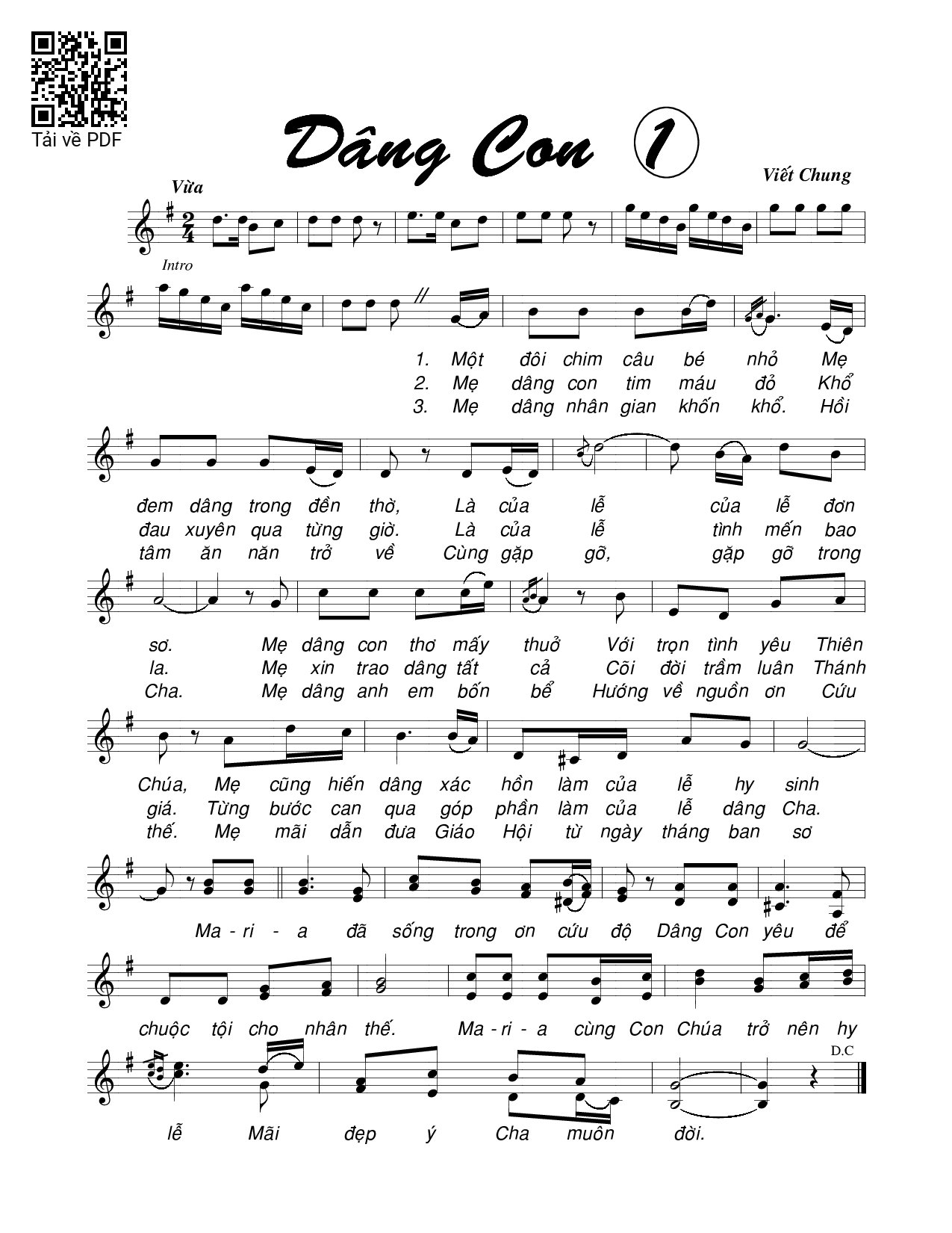 Page 1 of Sheet music PDF Dâng con 1 - Viết Chung
