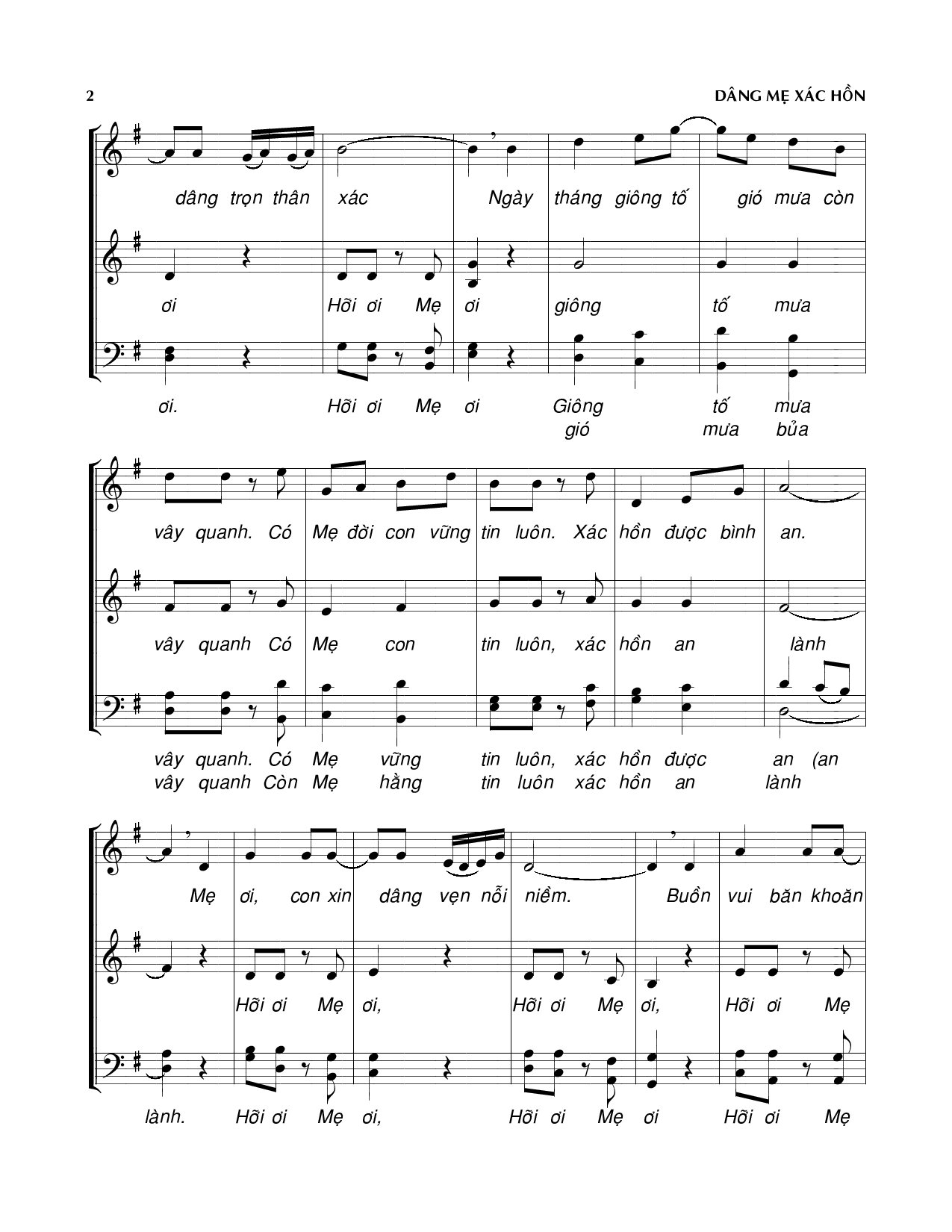 Page 2 of Sheet music PDF Dâng Mẹ xác hồn - Viết Chung
