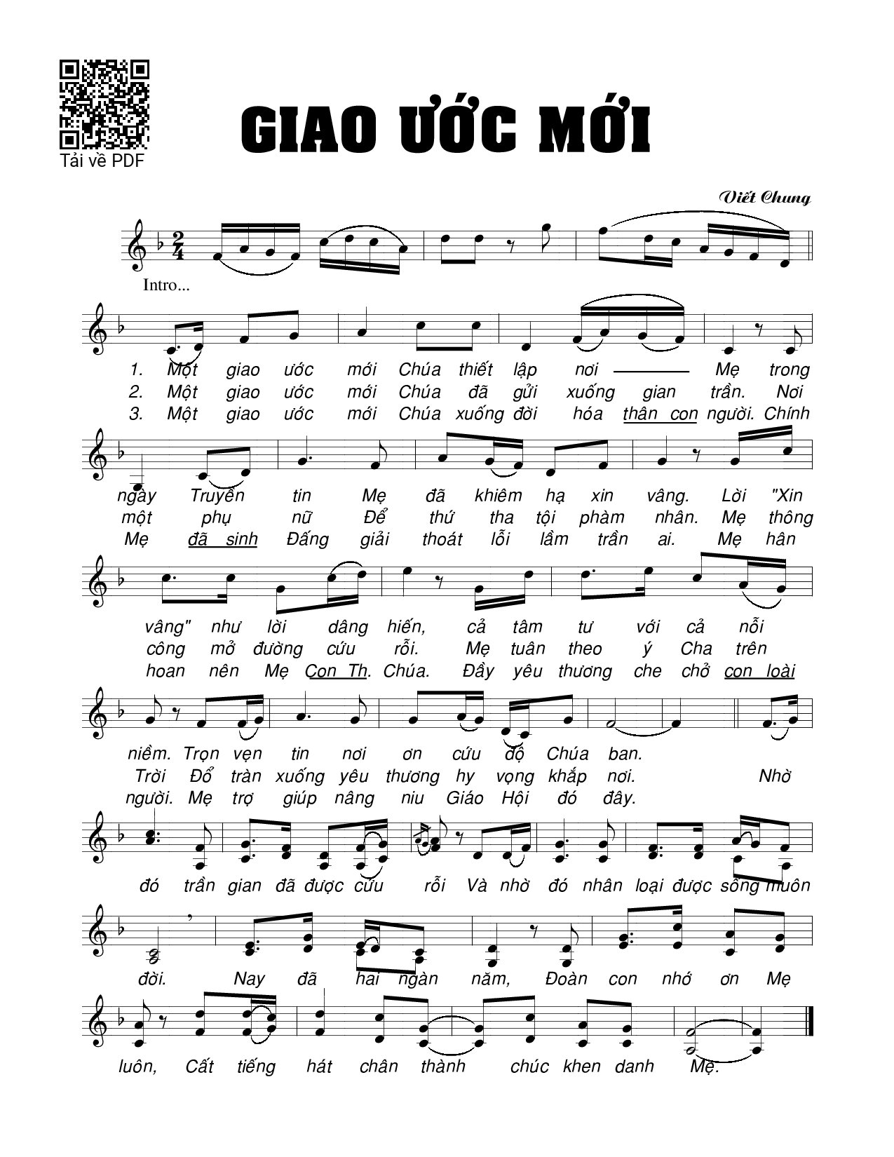 Page 1 of Sheet music PDF Giao ước mới - Viết Chung