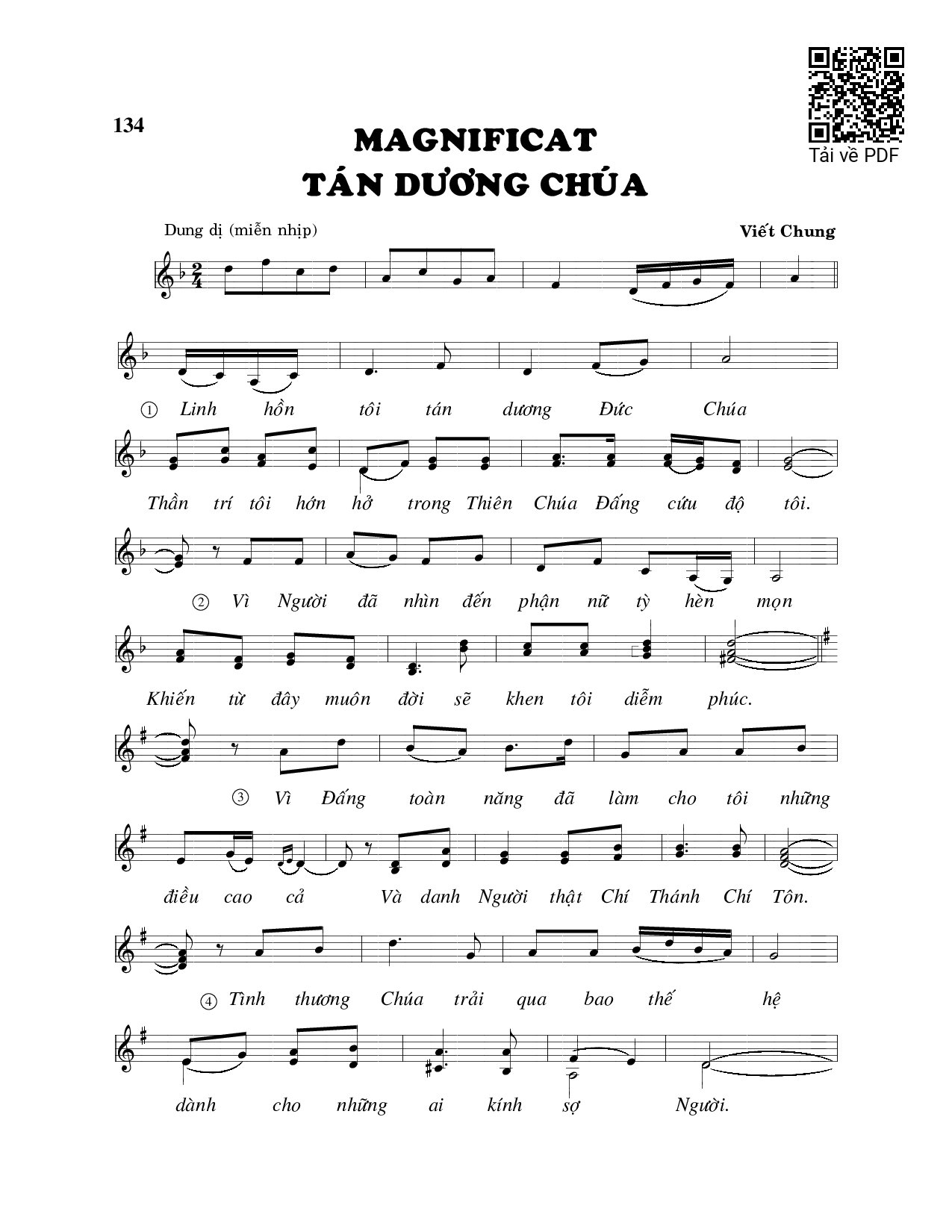 Sheet PDF of Magnificat Tán dương Chúa
