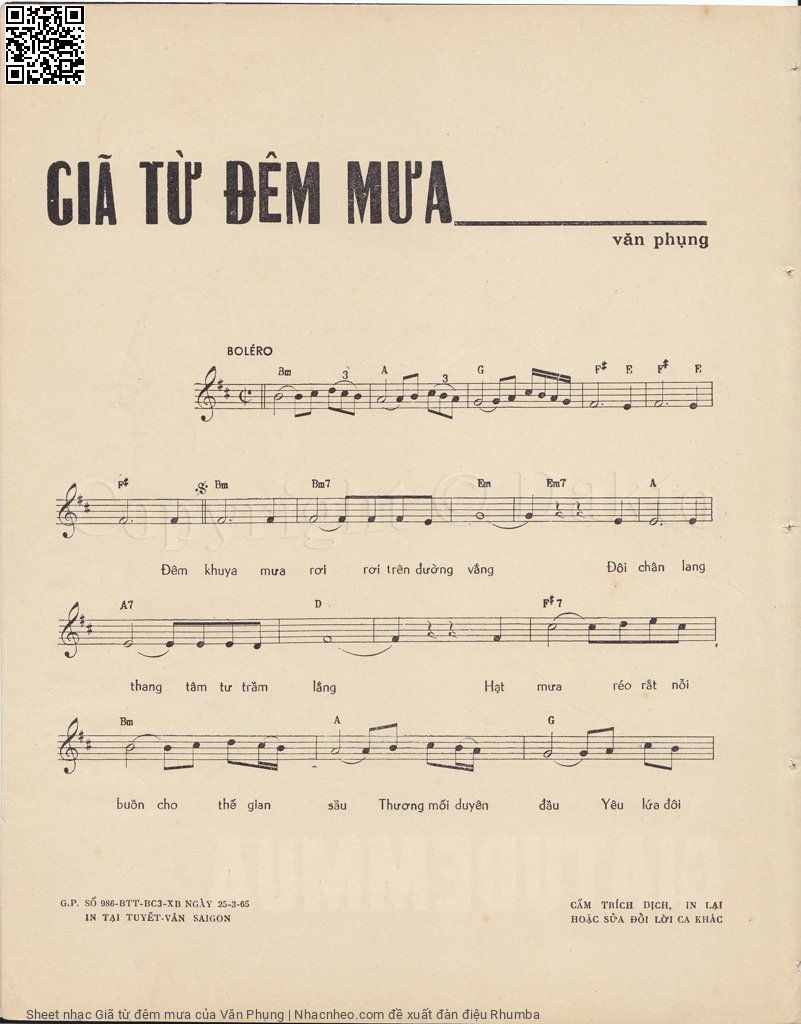 Page 2 of Sheet music PDF Giã từ đêm mưa - Văn Phụng