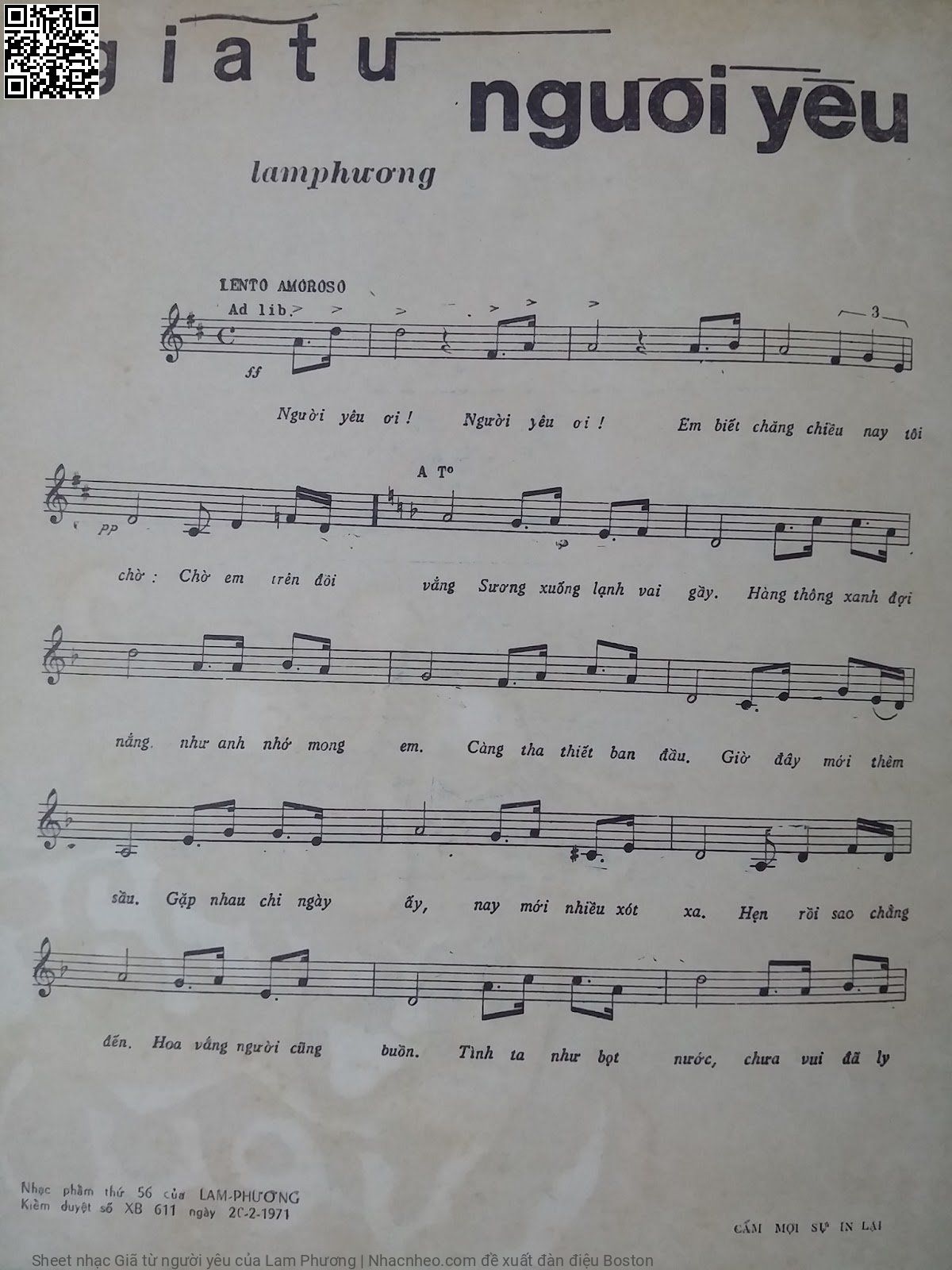 Page 2 of Sheet music PDF Giã từ người yêu - Lam Phương
