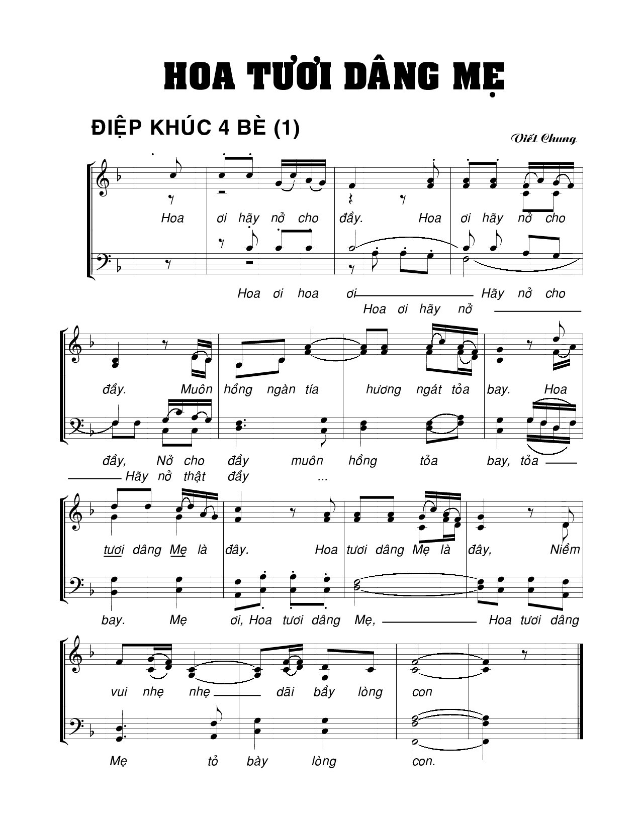 Page 2 of Sheet music PDF Hoa tươi dâng Mẹ - Viết Chung
