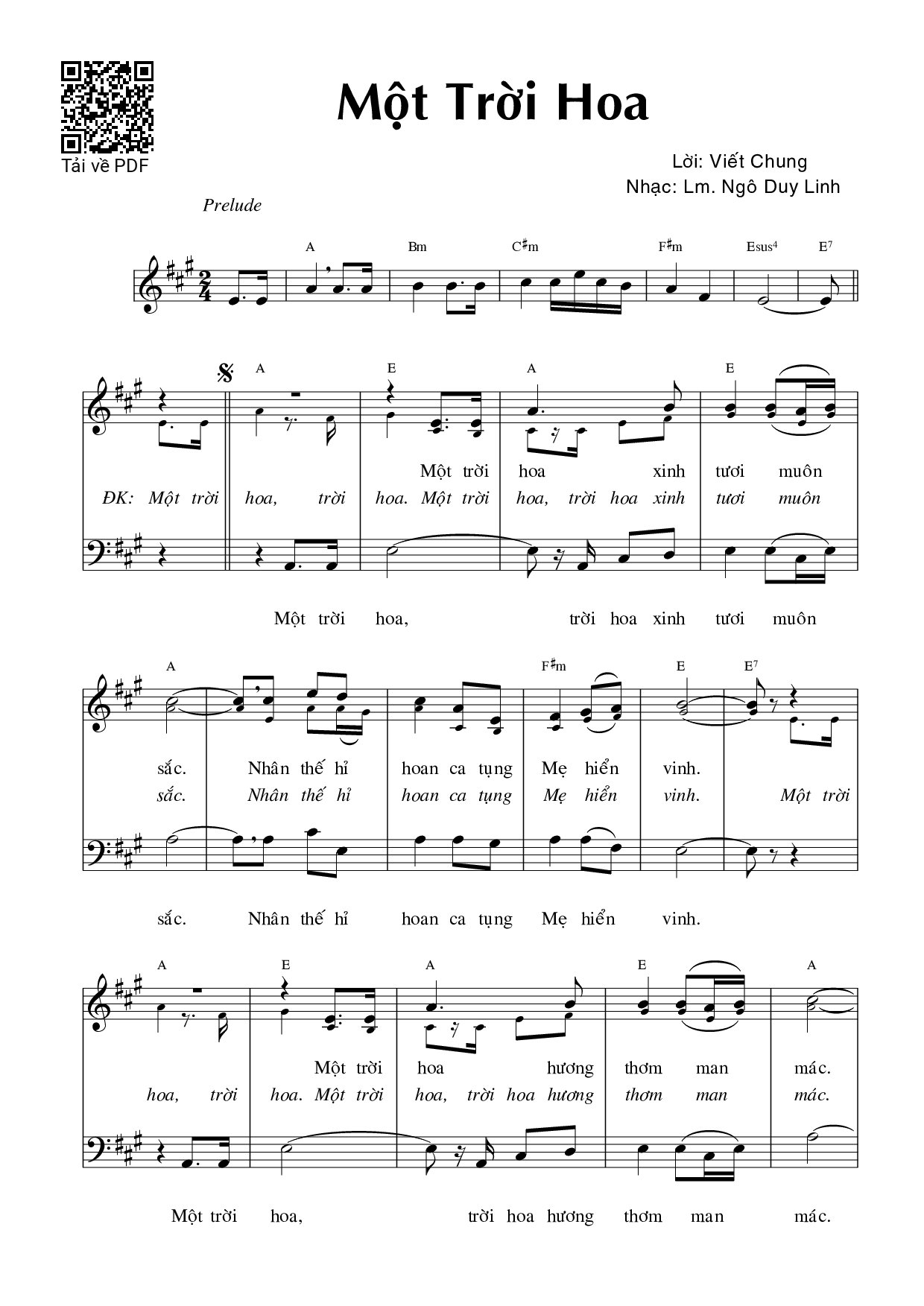 Page 1 of Sheet music PDF Một trời hoa - Viết Chung