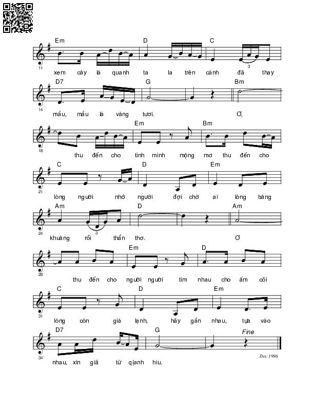 Page 2 of Sheet music PDF Giã từ quạnh hiu - Nguyên Bích