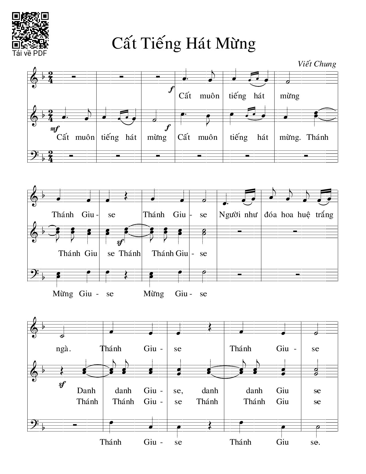 Sheet PDF of Cất tiếng hát mừng