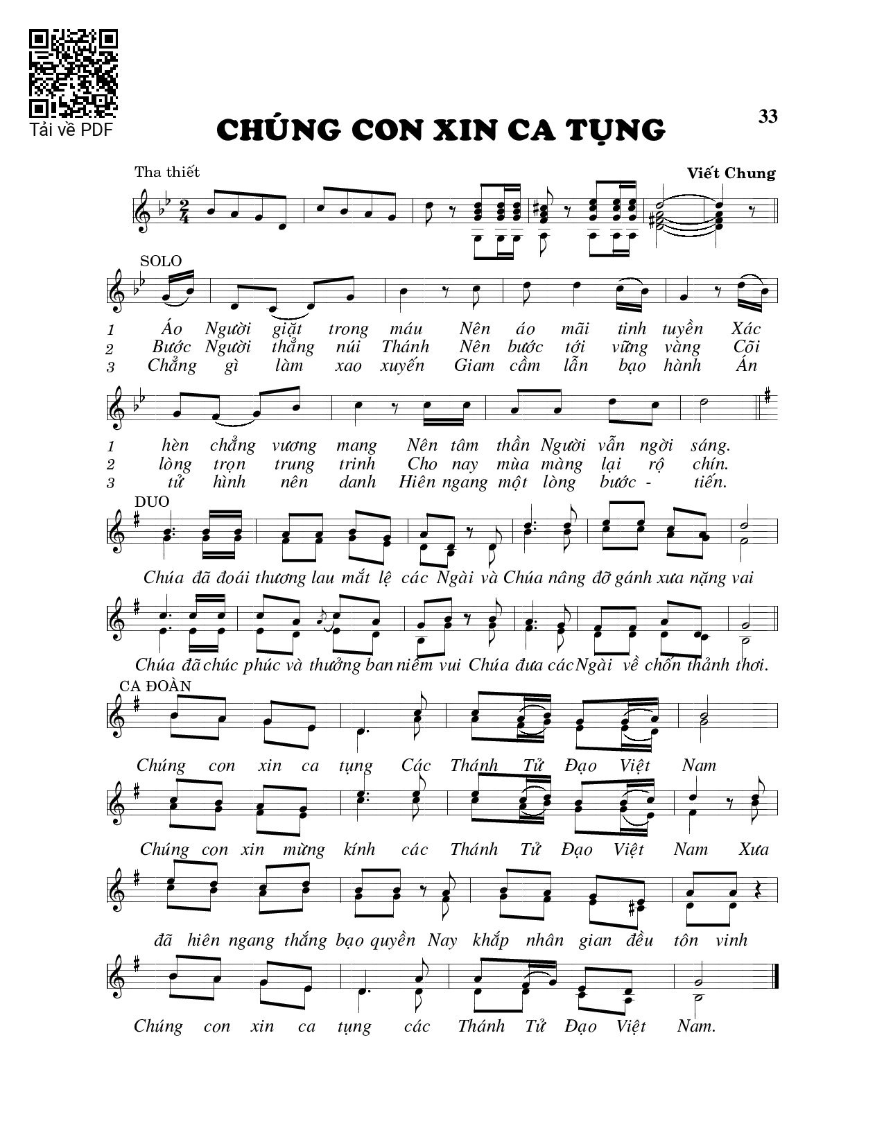 Page 1 of Sheet music PDF Chúng con xin ca tụng - Viết Chung