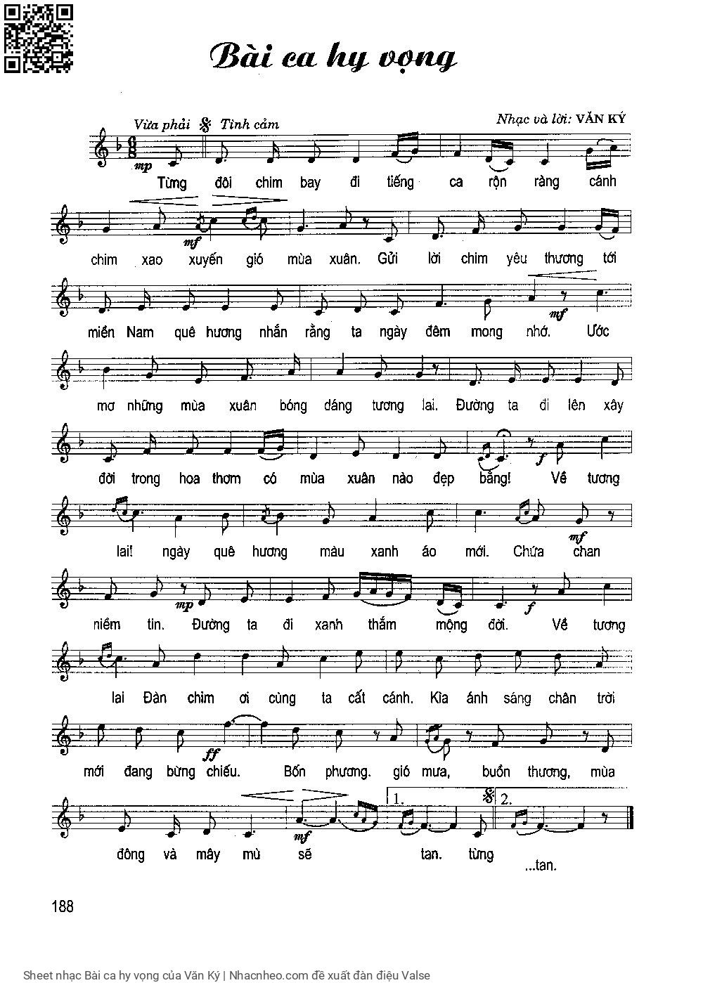 Sheet PDF of Bài ca hy vọng