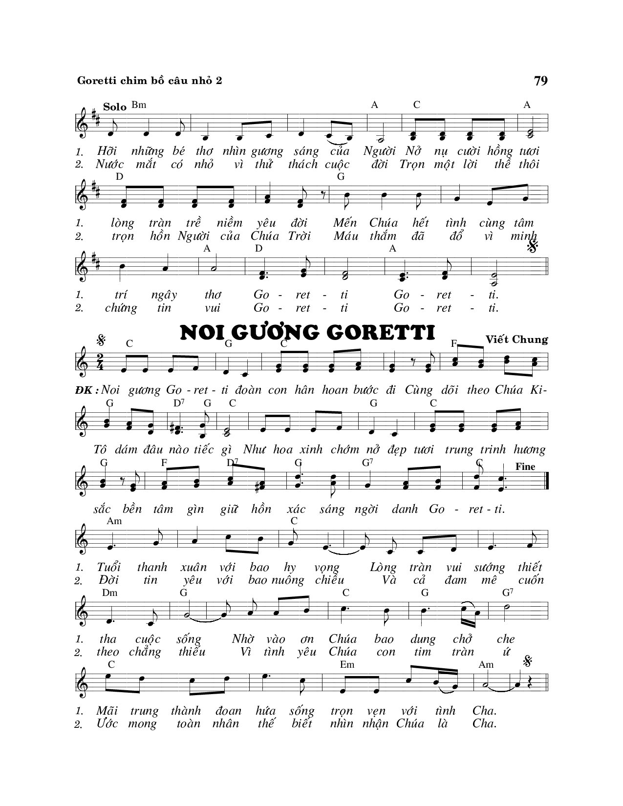 Page 2 of Sheet music PDF Goretti chim bồ câu nhỏ - Viết Chung