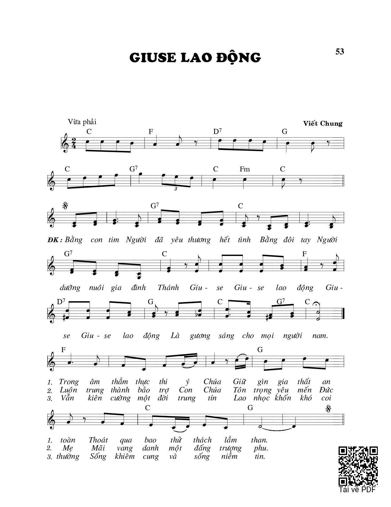 Sheet PDF of Giuse lao động