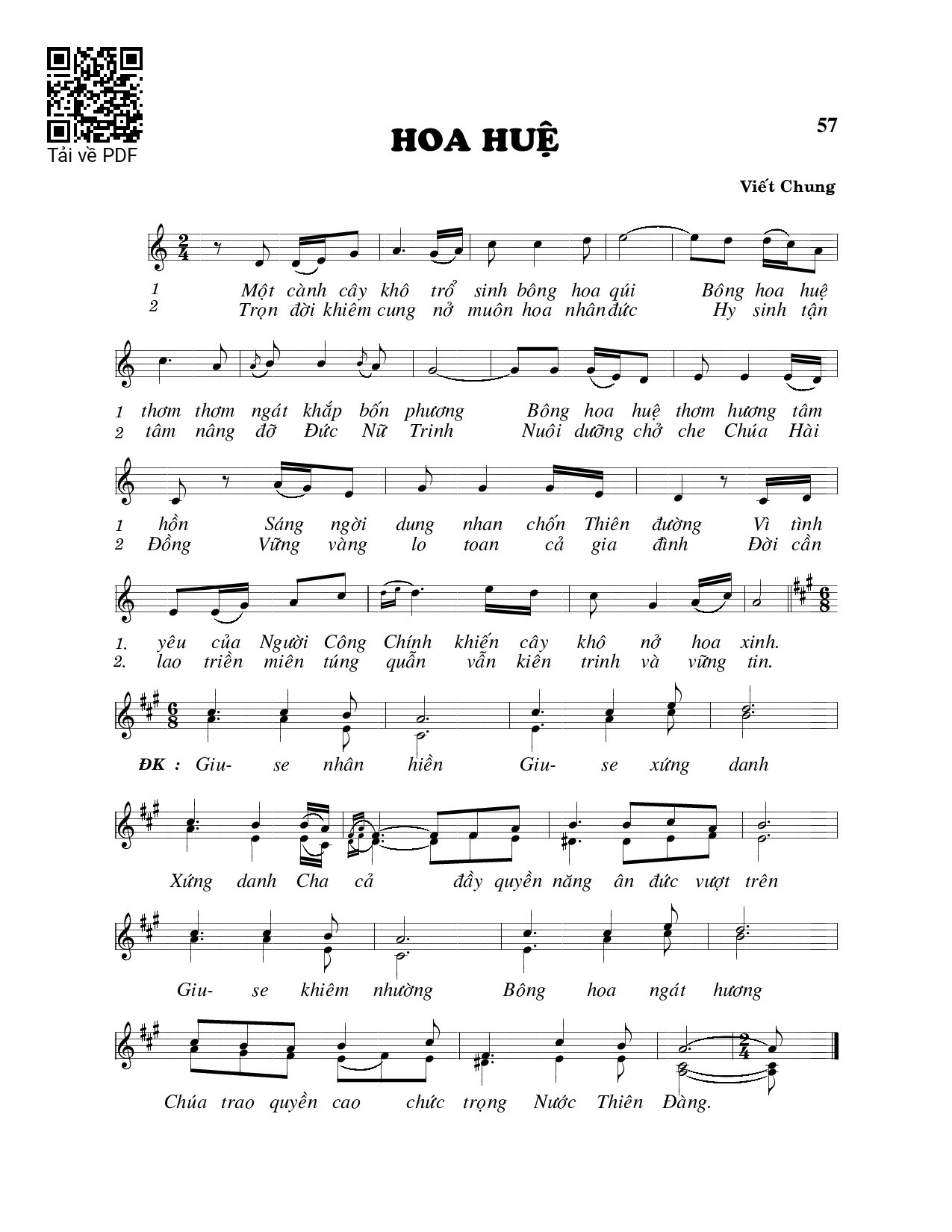 Page 1 of Sheet music PDF Hoa huệ - Viết Chung