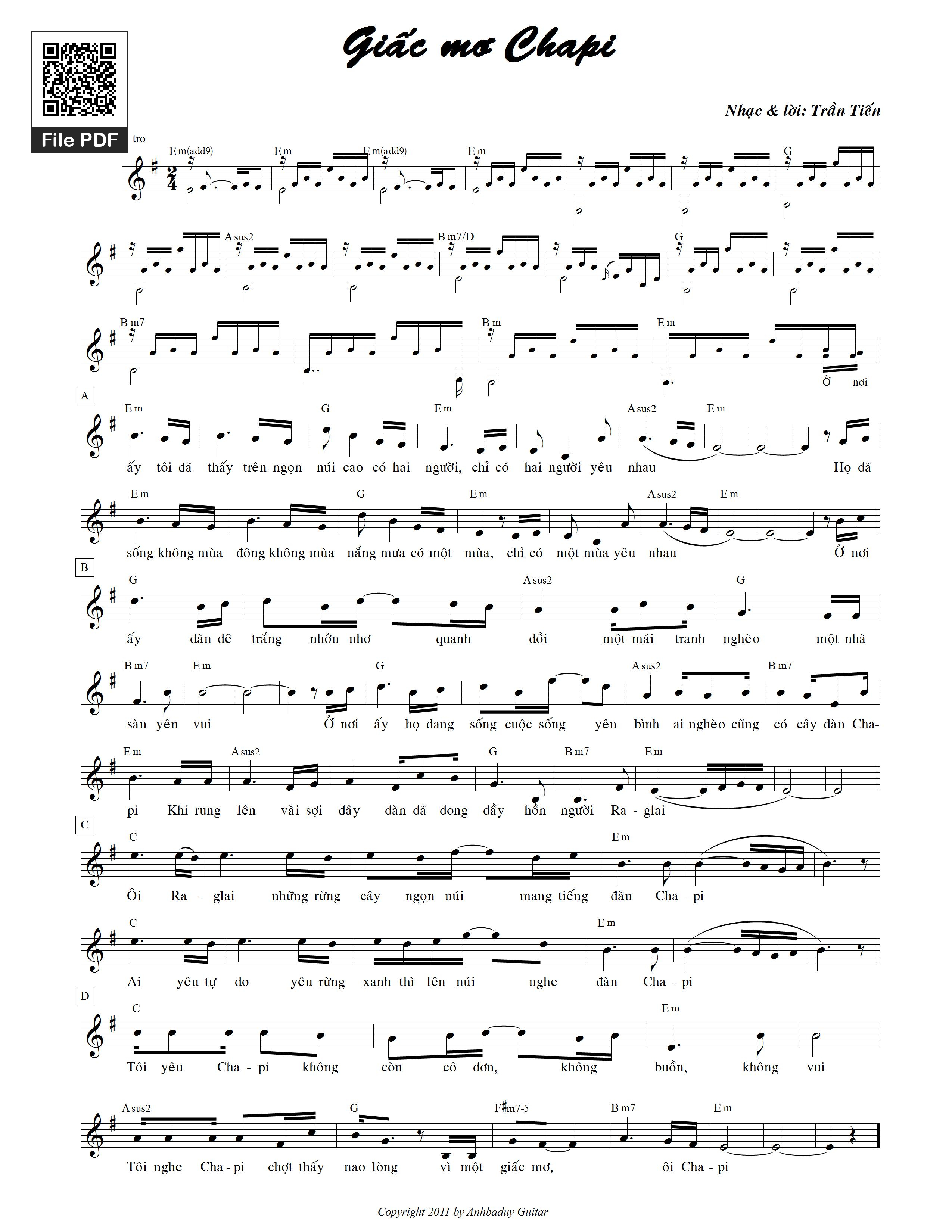 Sheet PDF of Giấc mơ chapi