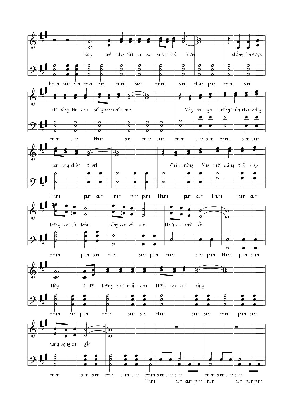 Page 2 of Sheet music PDF Chú bé đánh trống - Viết Chung