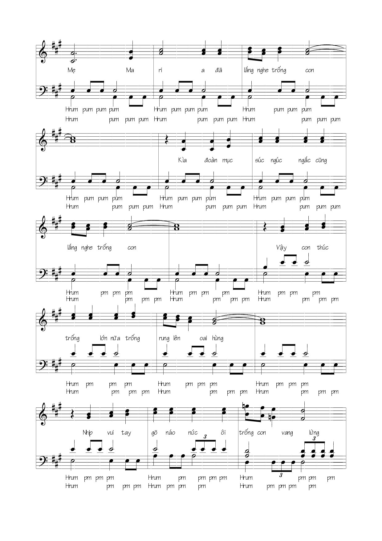 Page 3 of Sheet music PDF Chú bé đánh trống - Viết Chung