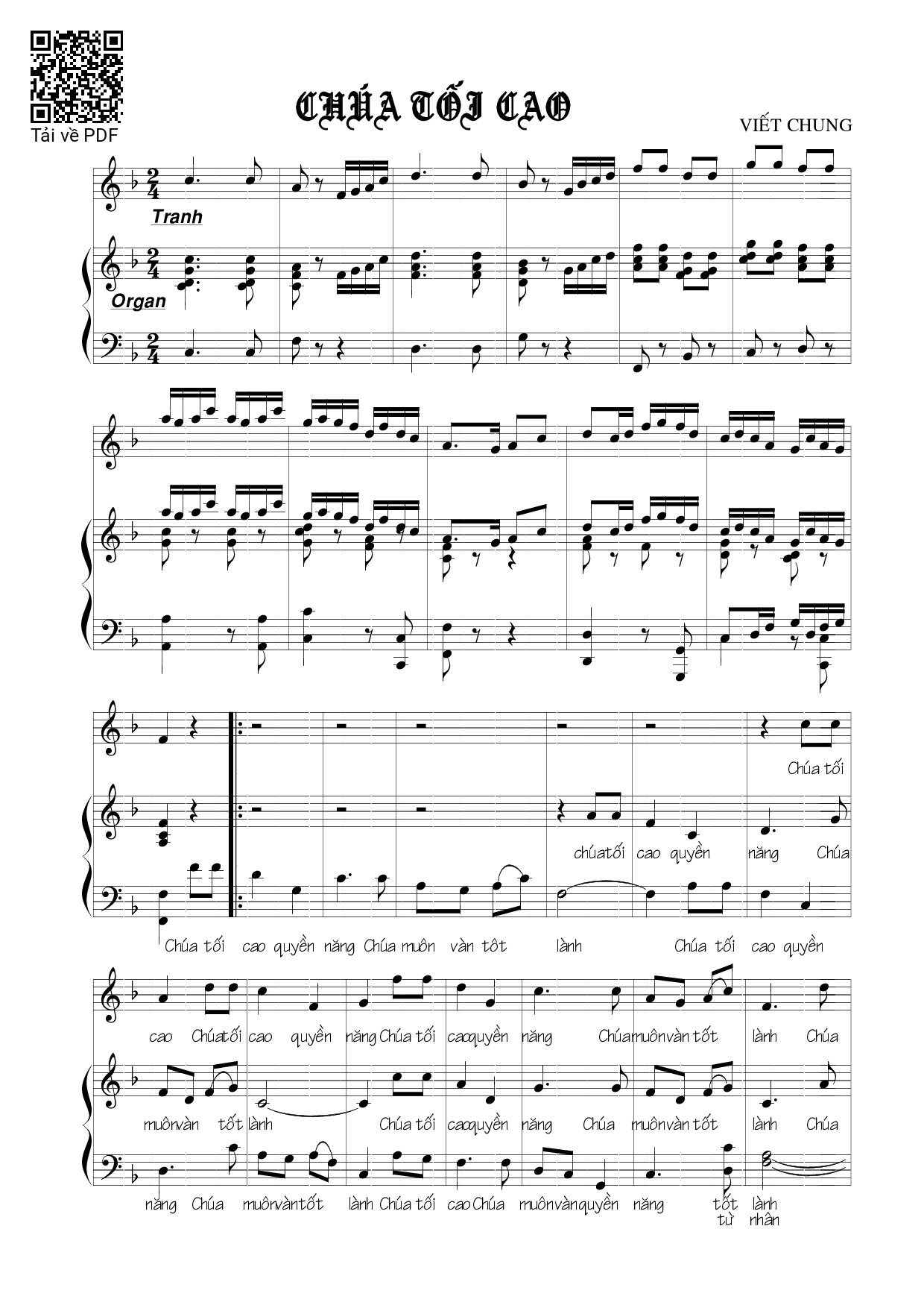 Sheet PDF of Chúa tối cao