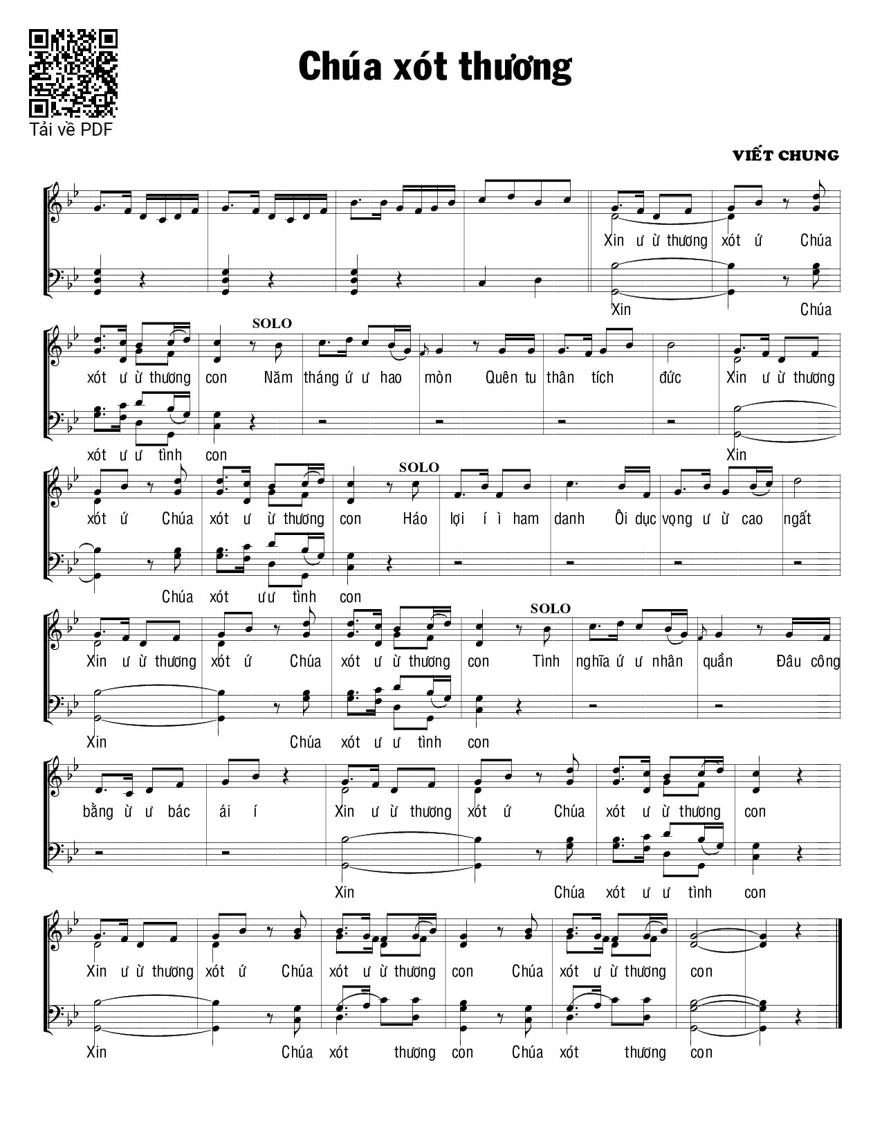 Page 1 of Sheet music PDF Chúa xót thương - Viết Chung