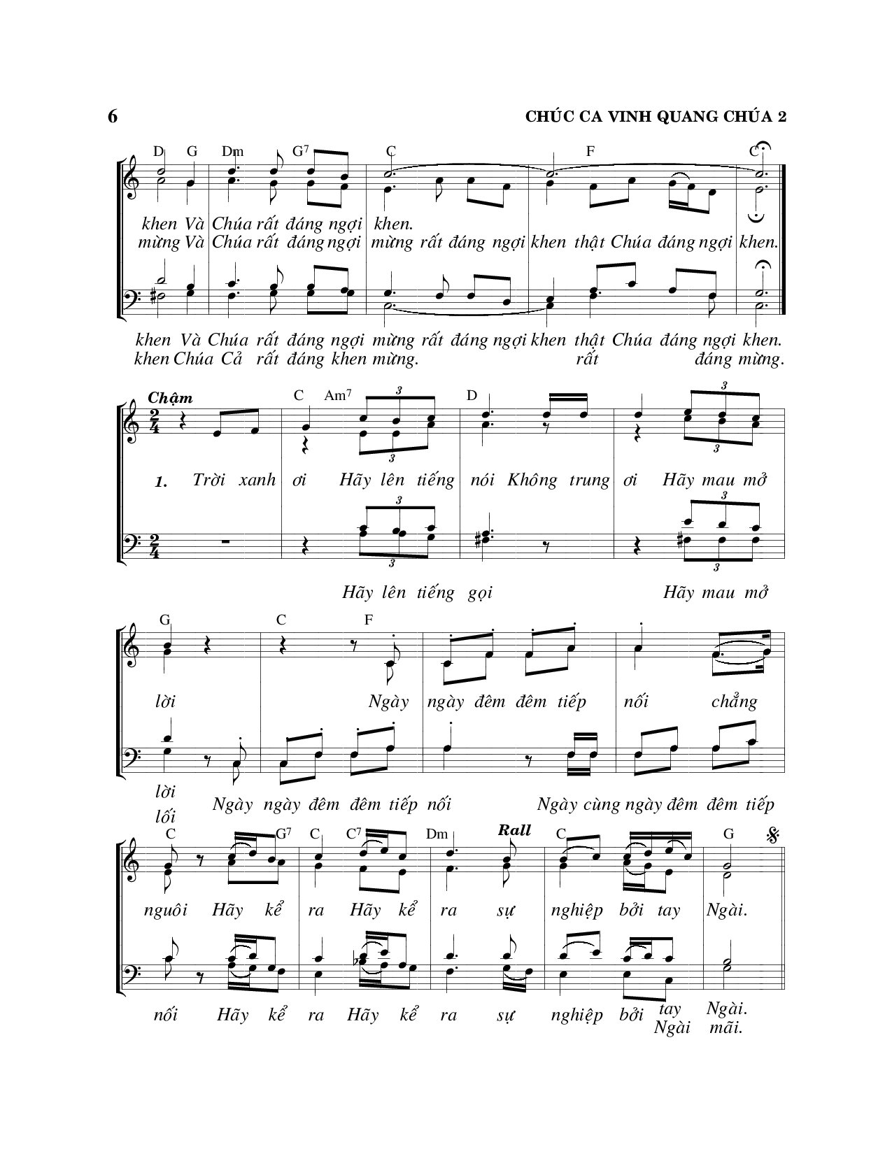 Page 2 of Sheet music PDF Chúc ca vinh quang Chúa - Viết Chung