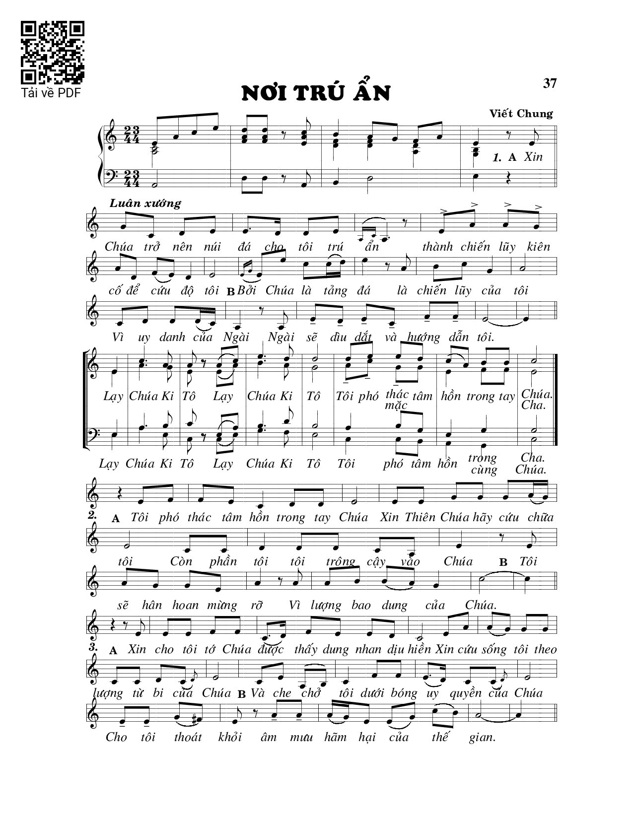 Page 1 of Sheet music PDF Nơi trú ẩn - Viết Chung