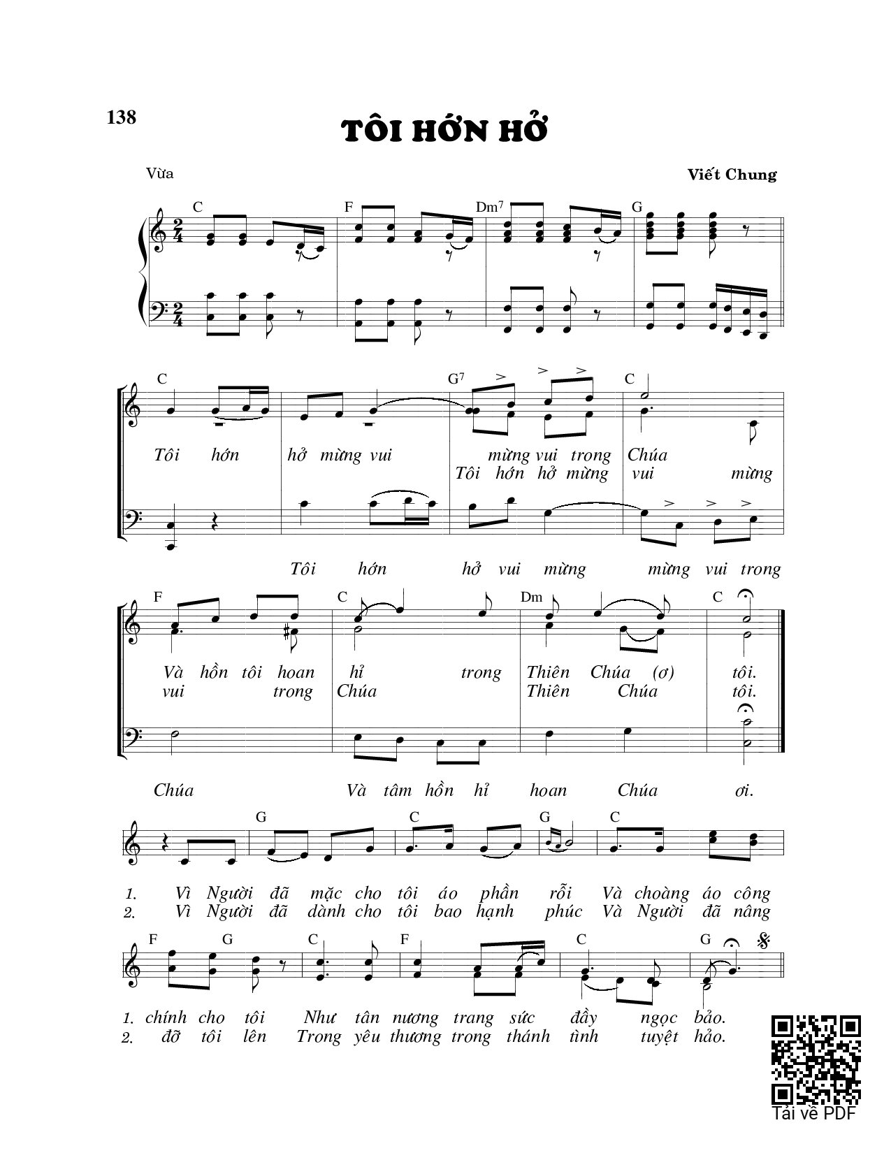 Page 1 of Sheet music PDF Tôi hớn hở - Viết Chung