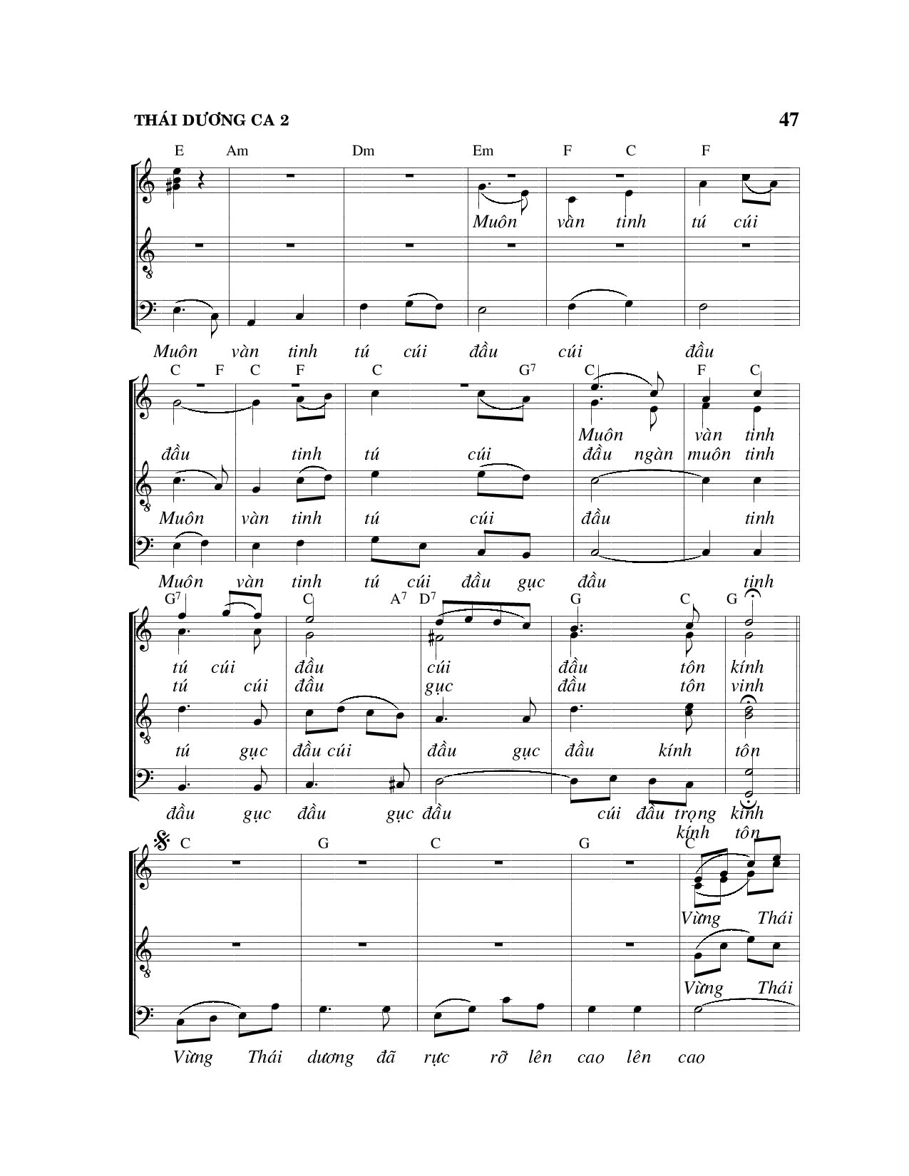 Page 2 of Sheet music PDF Thái dương ca - Viết Chung