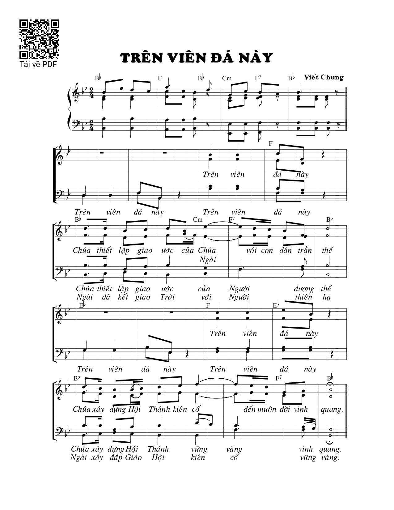Page 1 of Sheet music PDF Trên viên đá này - Viết Chung