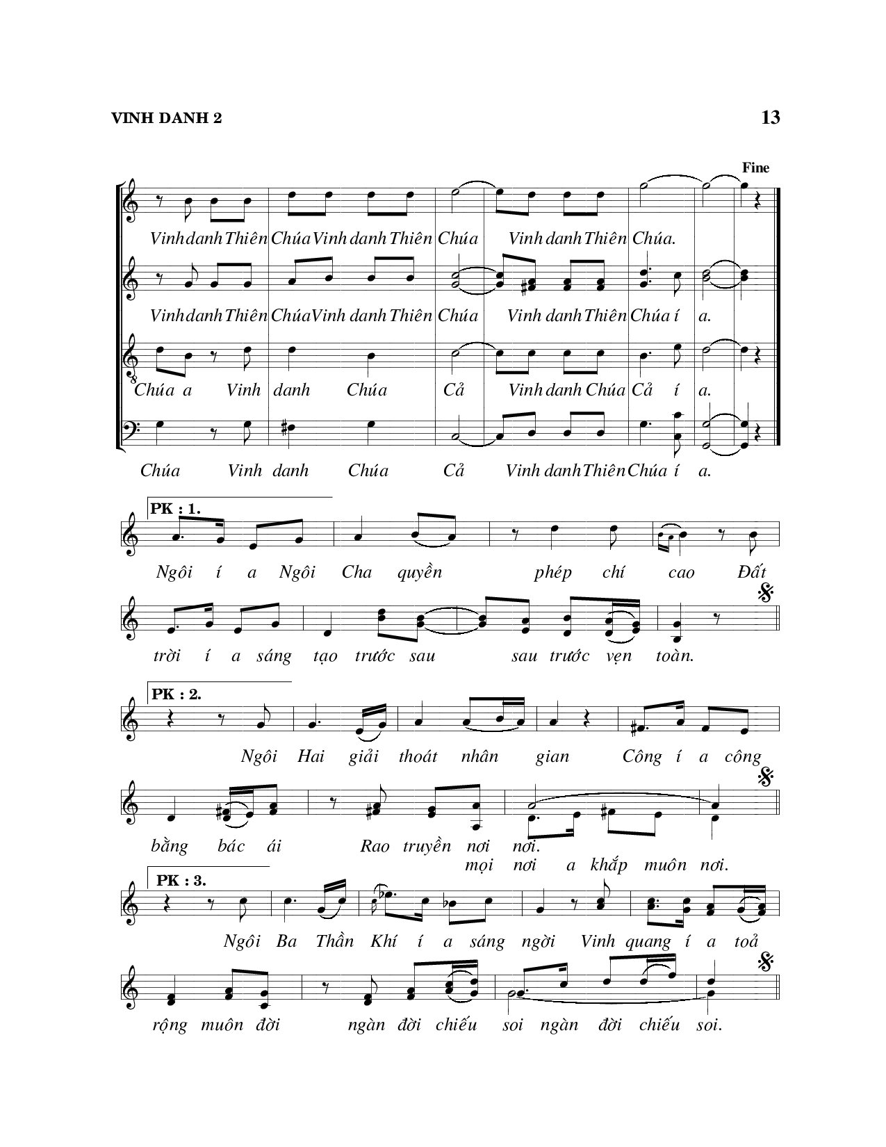 Page 2 of Sheet music PDF Vinh danh - Viết Chung