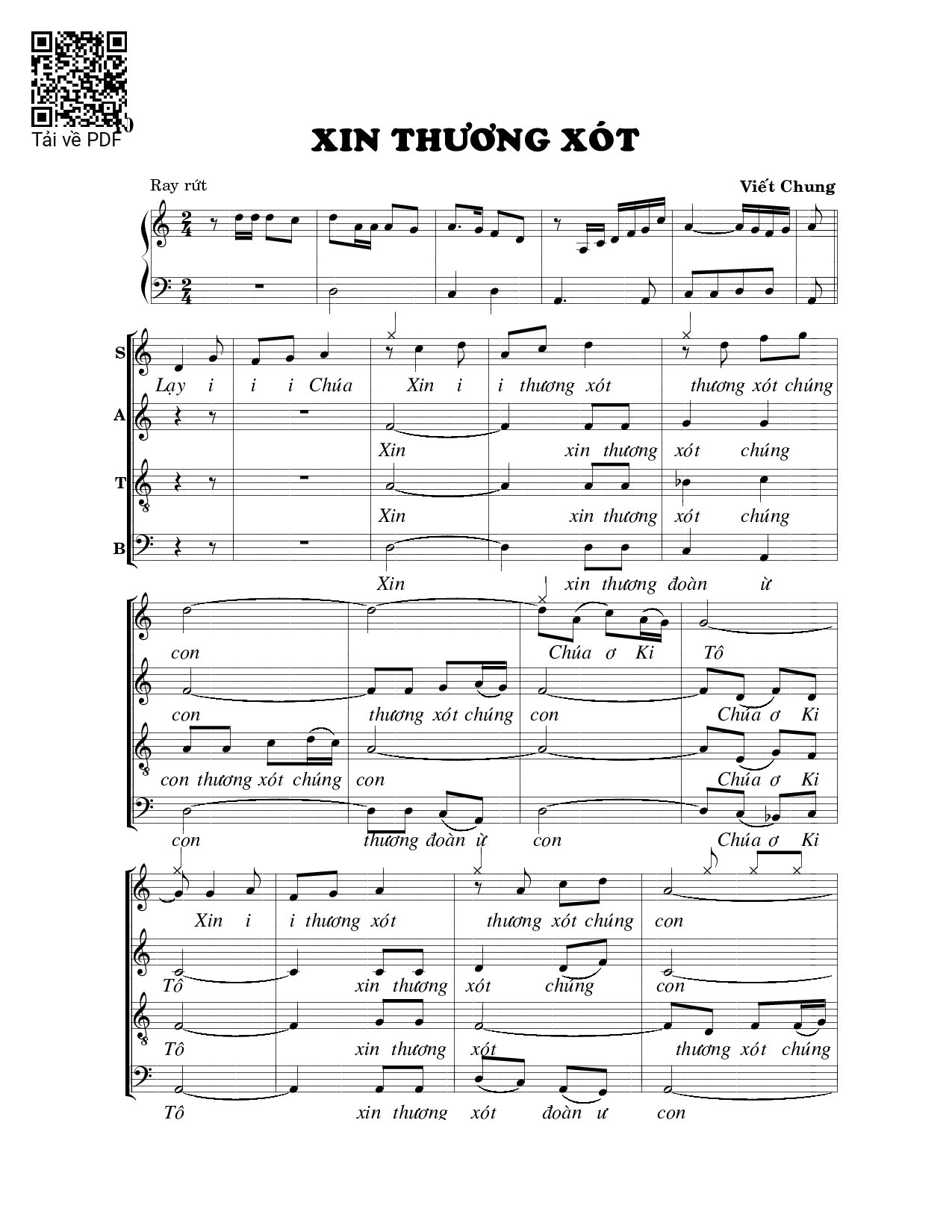 Page 1 of Sheet music PDF Xin thương xót - Viết Chung