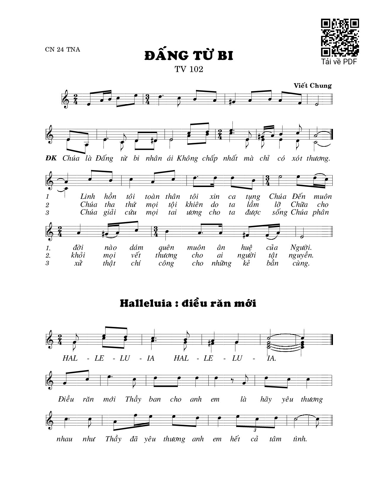 Page 1 of Sheet music PDF Đấng từ bi - Viết Chung