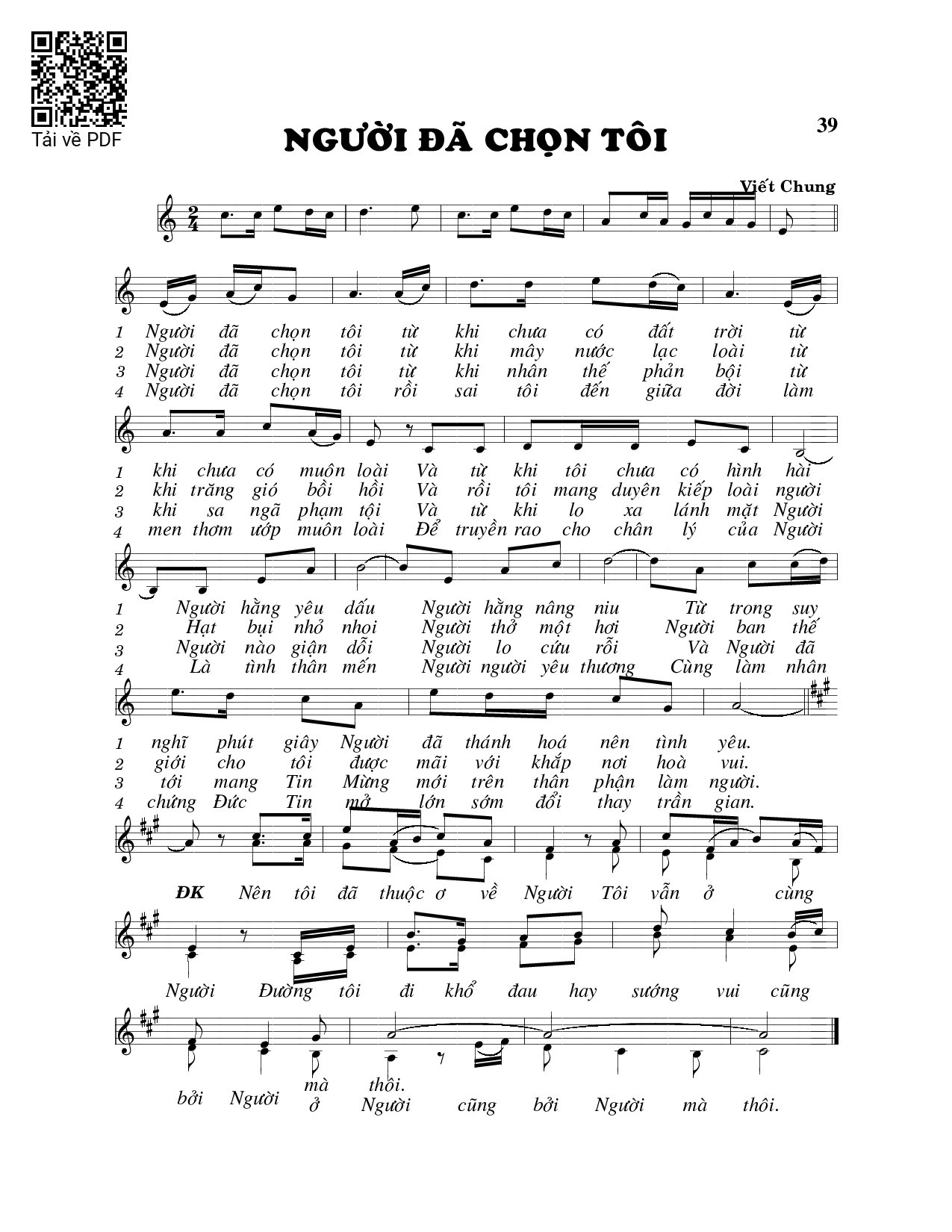 Sheet PDF of Người đã chon tôi