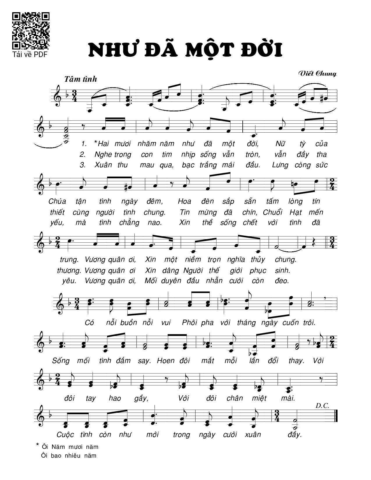 Page 1 of Sheet music PDF Như đã một đời - Viết Chung