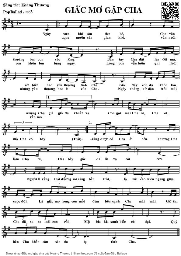 Sheet PDF of Giấc mơ gặp cha