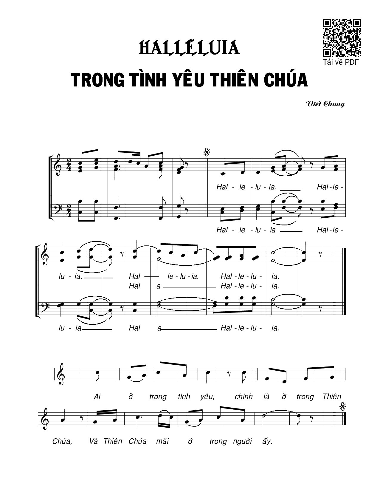 Page 1 of Sheet music PDF Halleluia trong tình yêu Chúa - Viết Chung