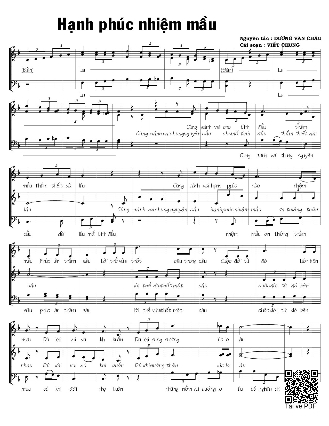 Page 1 of Sheet music PDF Hạnh phúc nhiệm mầu - Viết Chung