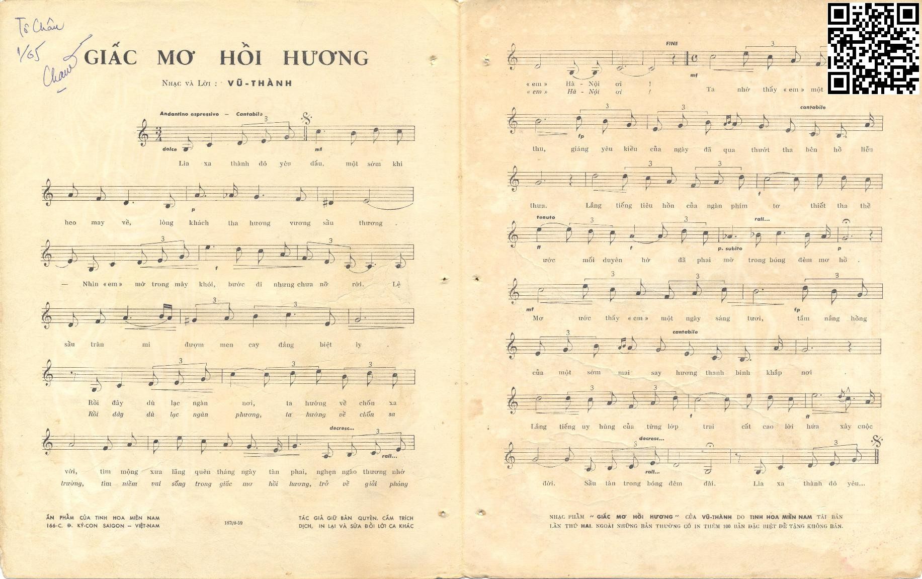 Page 2 of Sheet music PDF Giấc mơ hồi hương - Vũ Thành