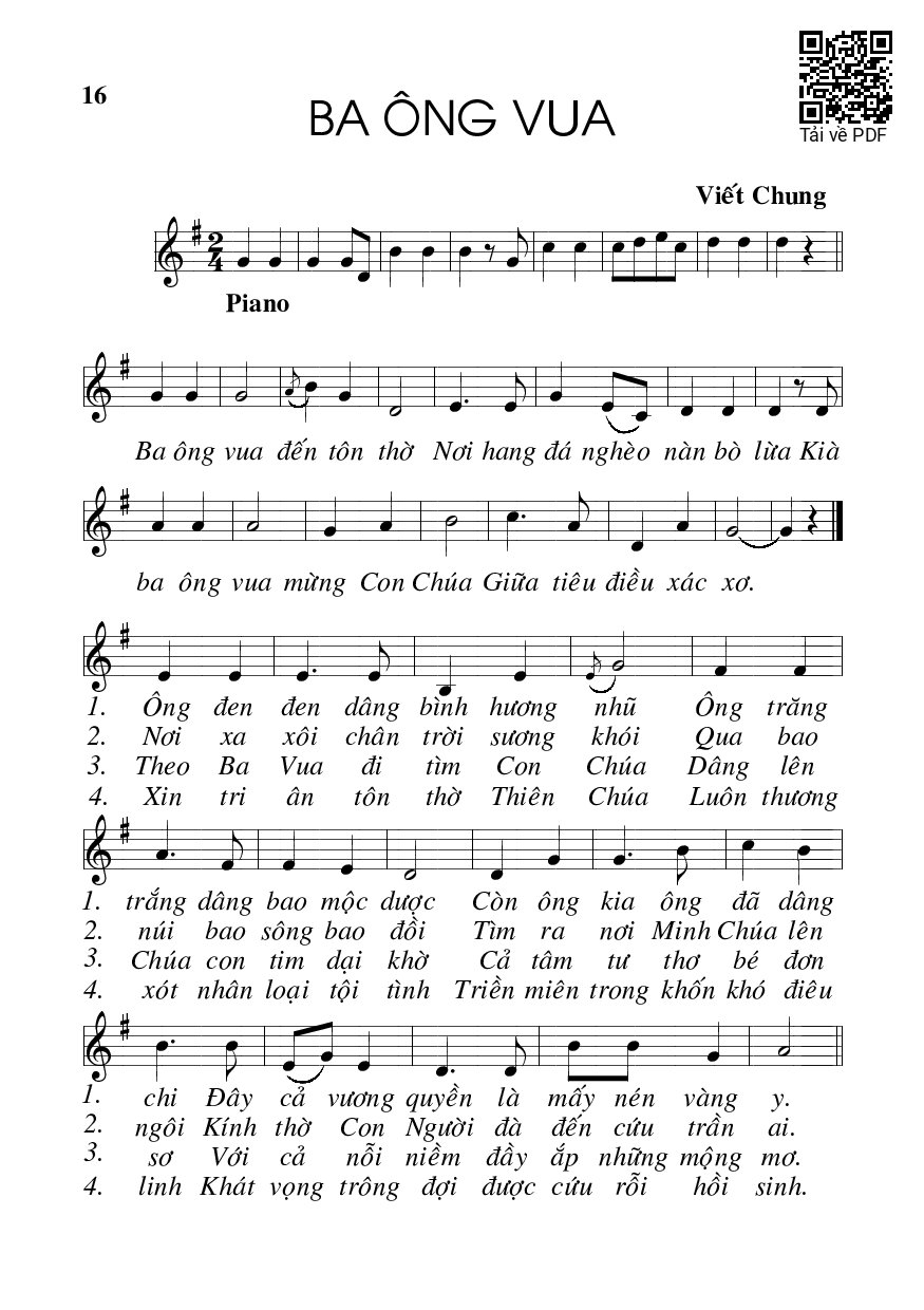 Page 1 of Sheet music PDF Ba Ông Vua - Viết Chung