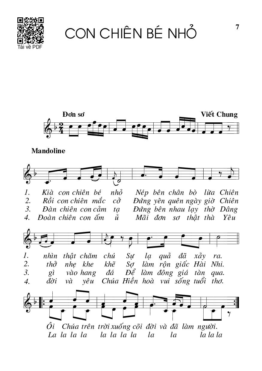 Page 1 of Sheet music PDF Con chiên bé nhỏ - Viết Chung