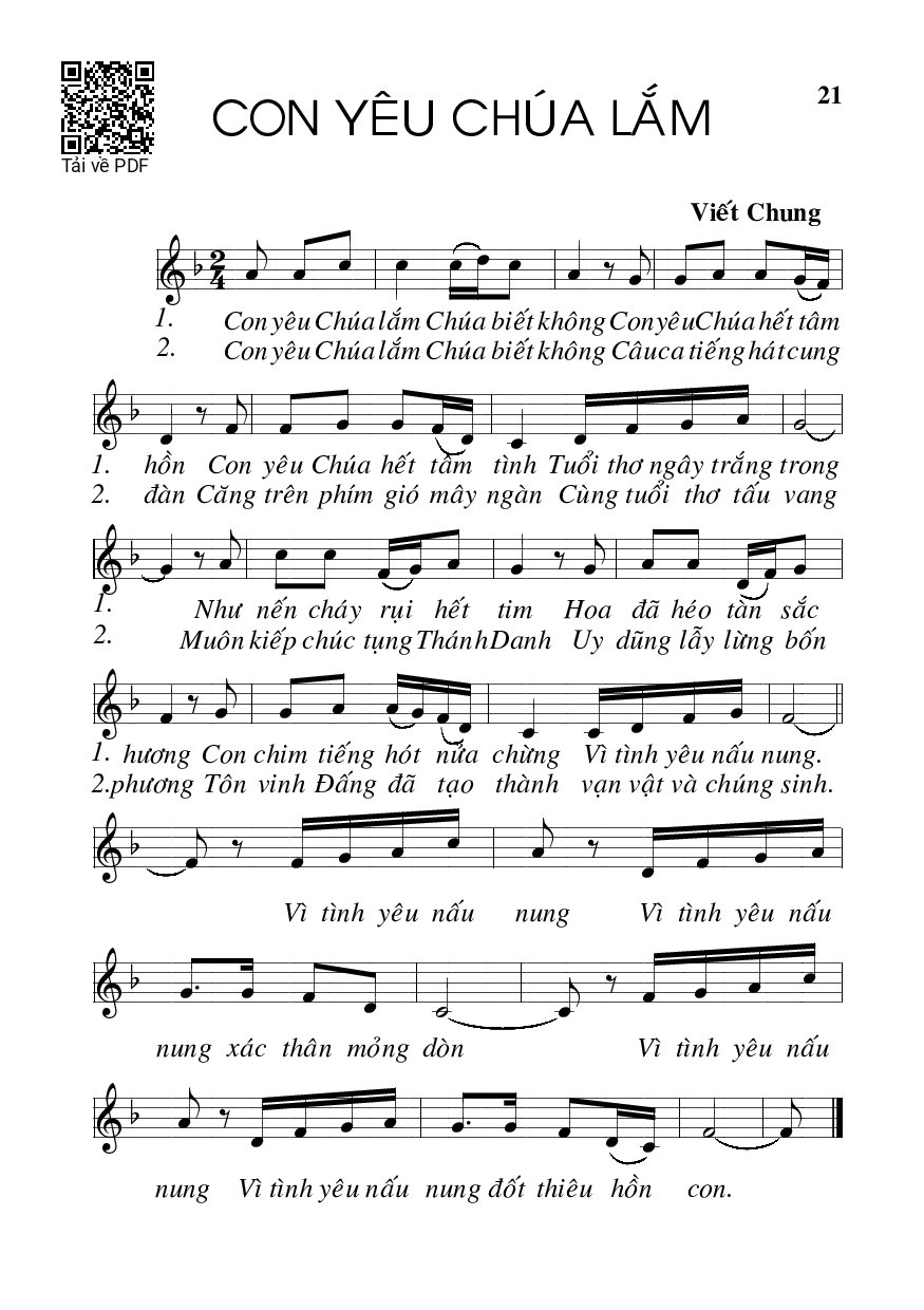 Page 1 of Sheet music PDF Con yêu Chúa lắm - Viết Chung