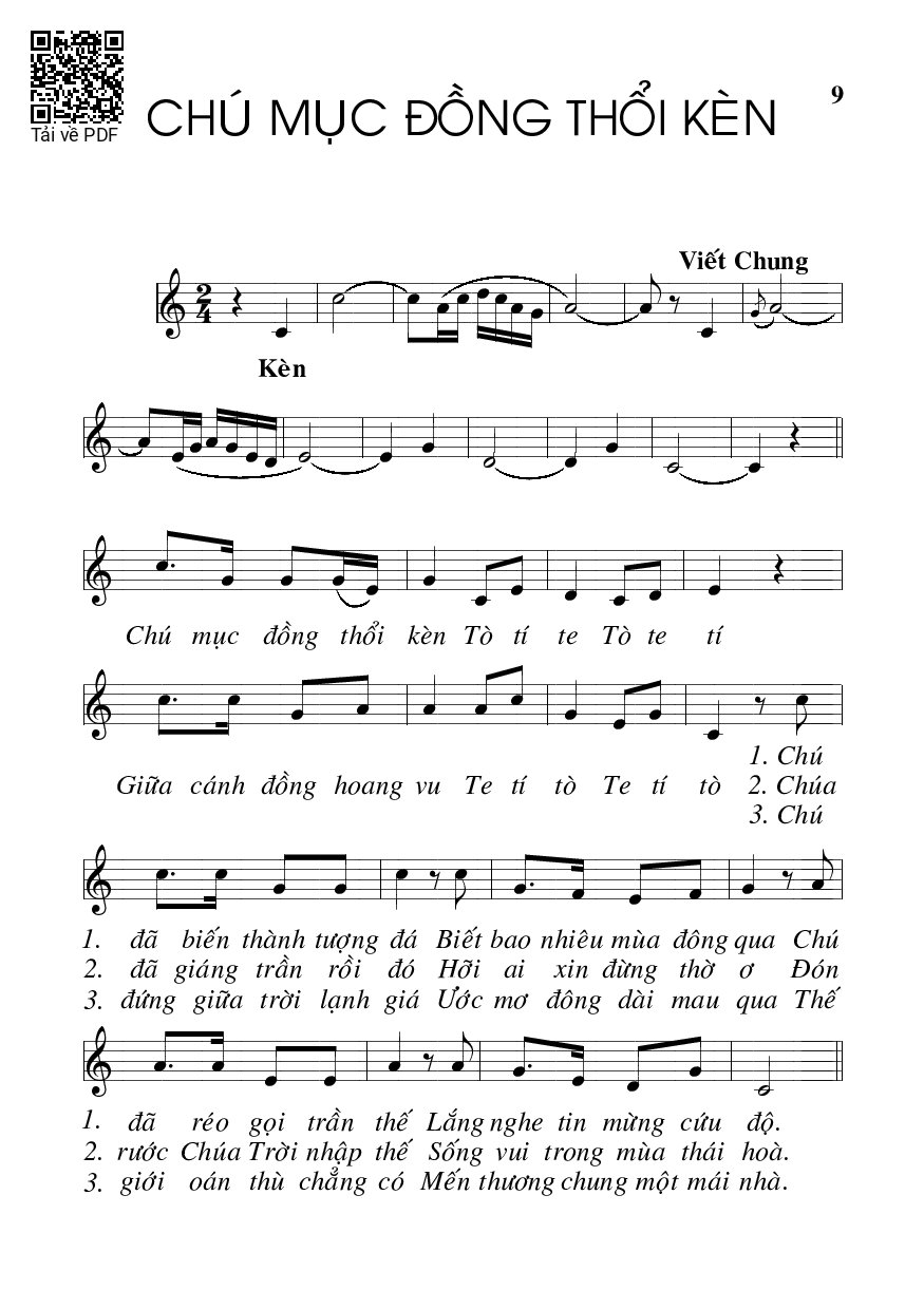 Sheet PDF of Chú mục đồng thổi kèn