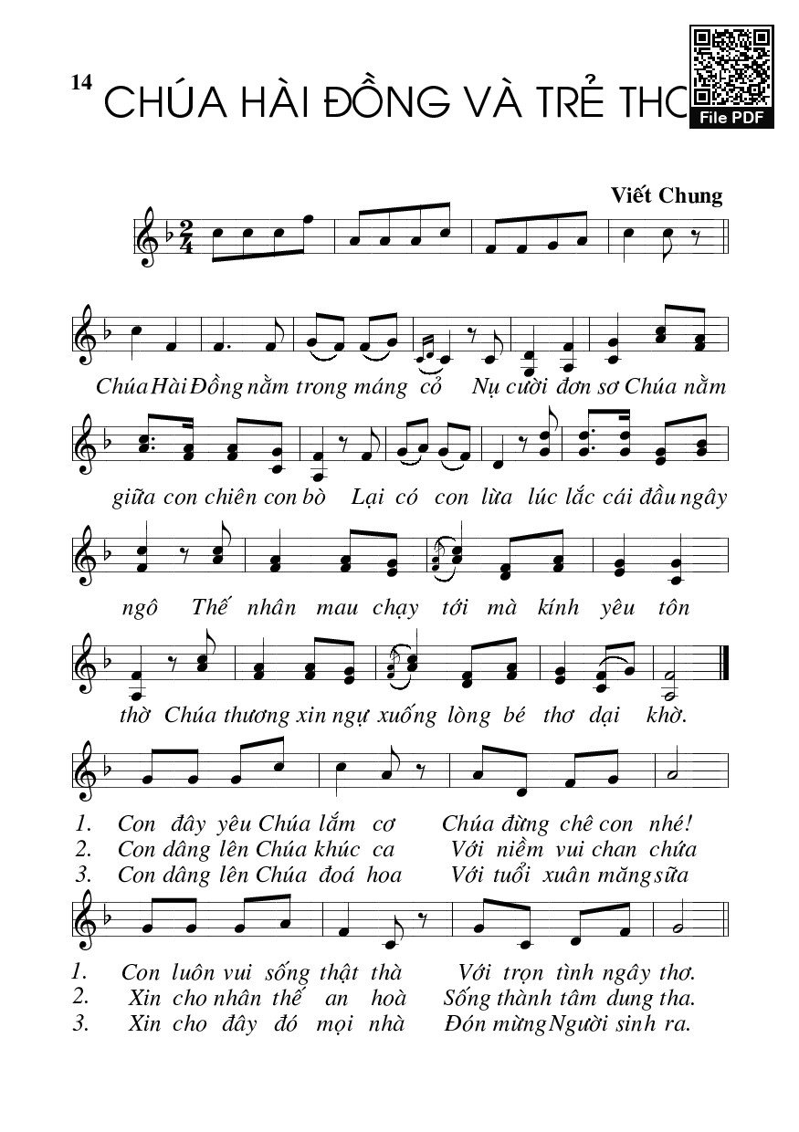 Sheet PDF of Chúa Hài Đồng và trẻ thơ