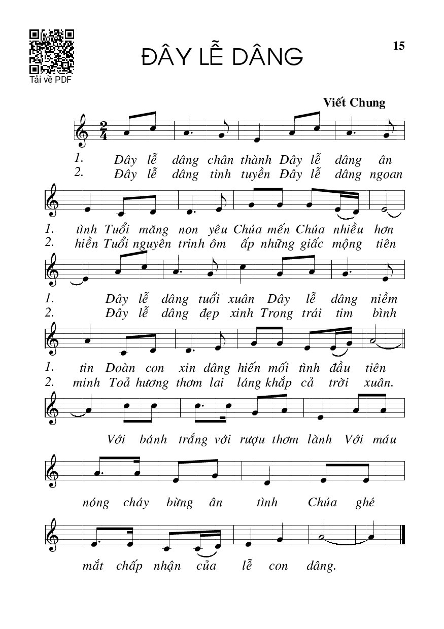 Page 1 of Sheet music PDF Đây lễ dâng - Viết Chung