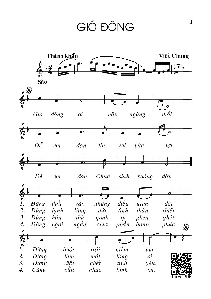 Page 1 of Sheet music PDF Gió đông - Viết Chung