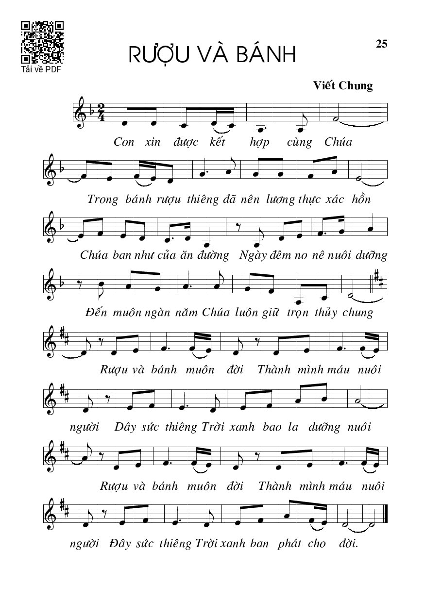 Page 1 of Sheet music PDF Rượu và bánh - Viết Chung
