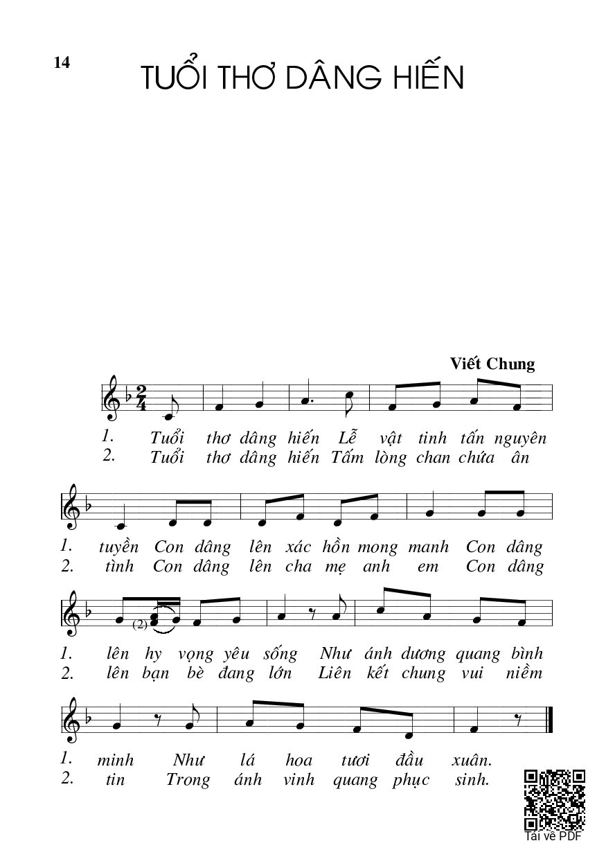 Page 1 of Sheet music PDF Tuổi thơ dâng hiến - Viết Chung