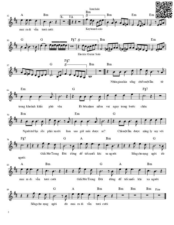 Page 2 of Sheet music PDF Giấc mơ trong đời - Lê Minh Luân