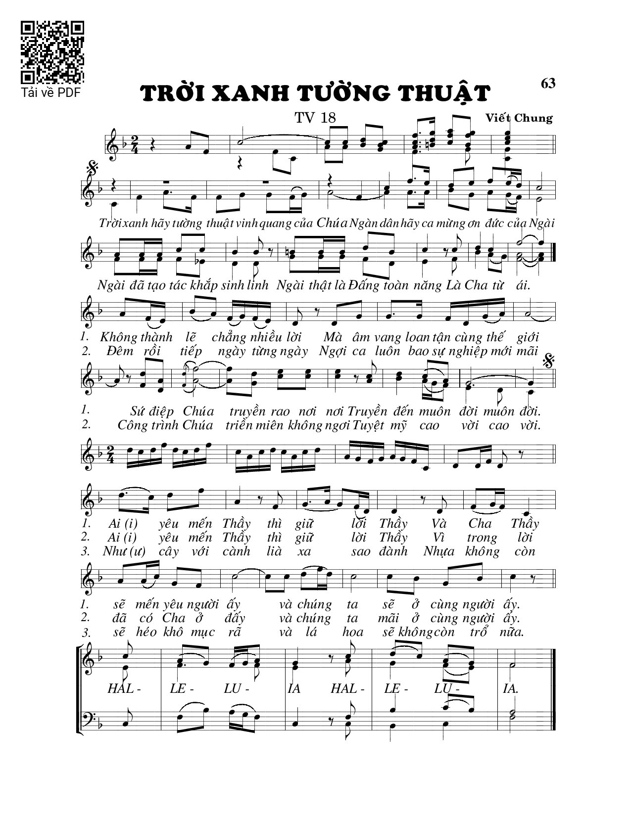 Page 1 of Sheet music PDF Trời xanh tường thuật - Viết Chung