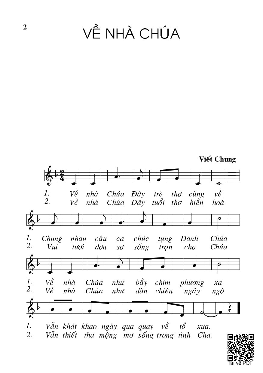 Page 1 of Sheet music PDF Về nhà Chúa - Viết Chung