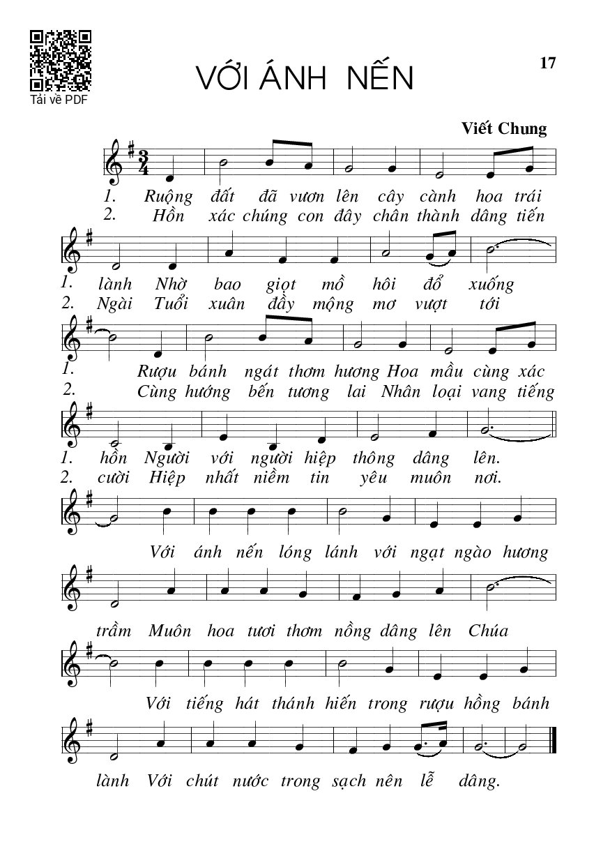 Page 1 of Sheet music PDF Với ánh nến - Viết Chung